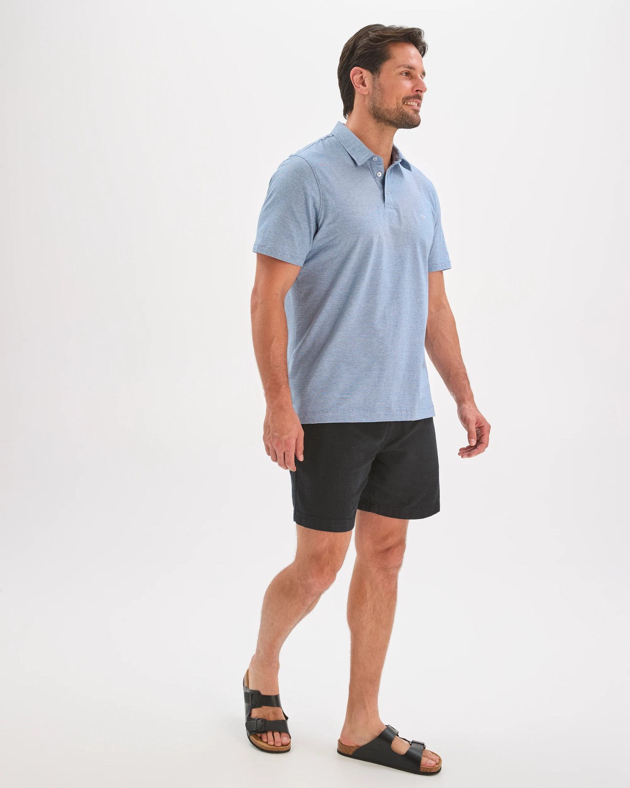 Australian Cotton Textured Jersey Polo Top - Light Blue 4 of 6