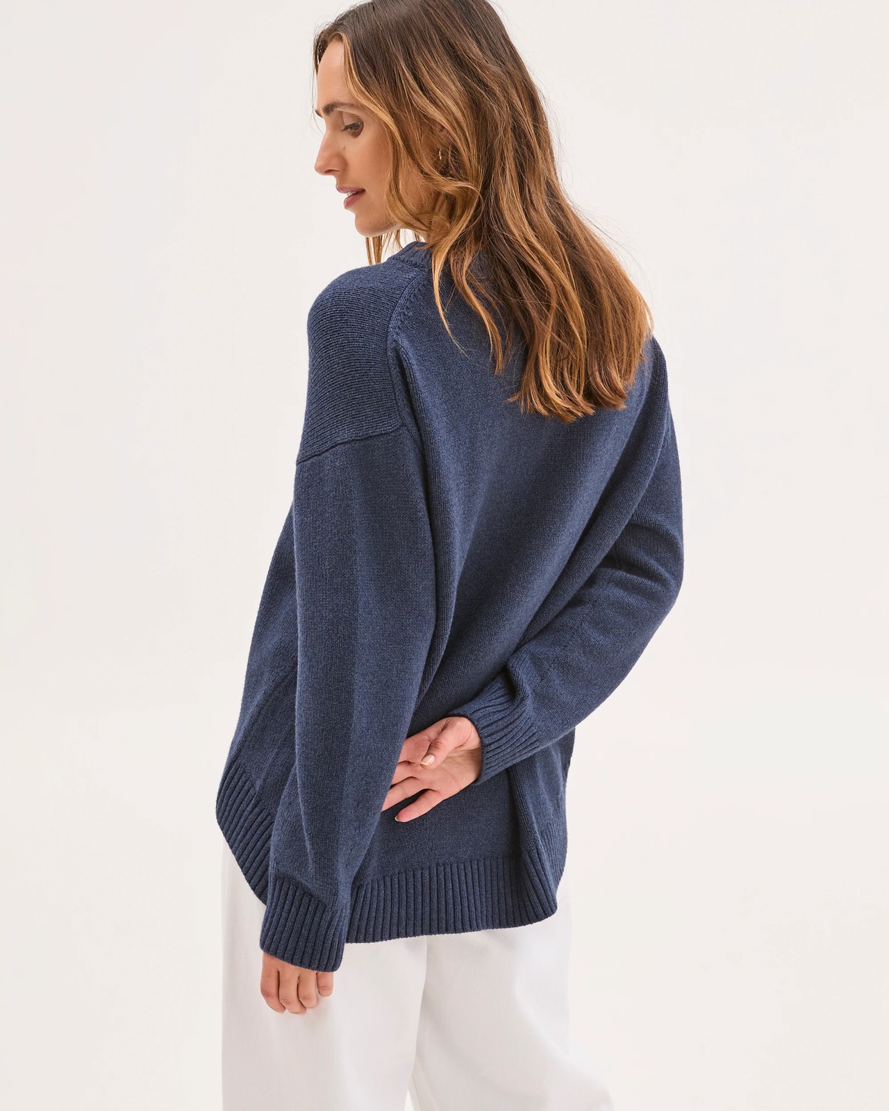 Australian Cotton Blend Oversized Sweater - Navy 6 of 6