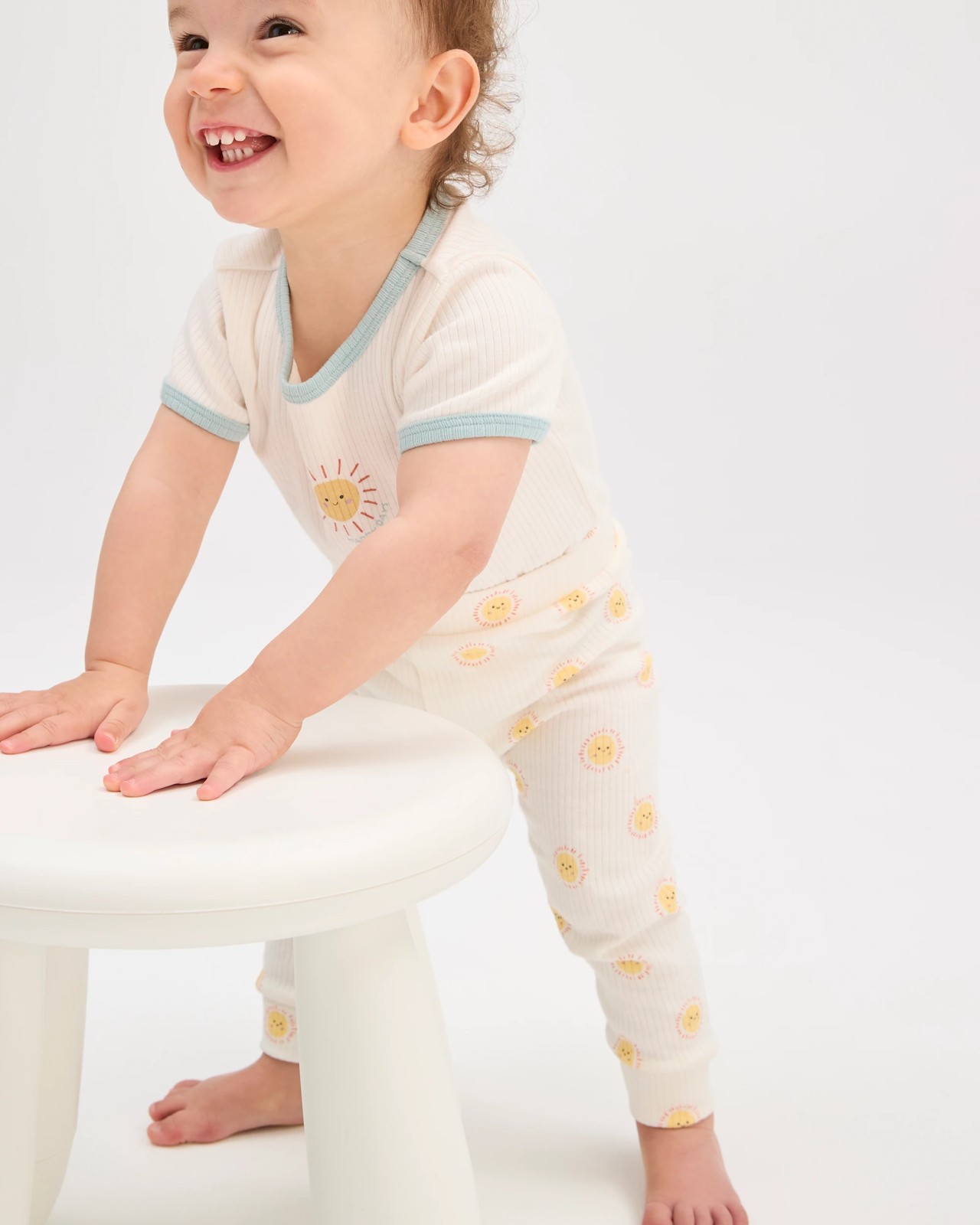 Baby Organic Cotton Ribbed Bodysuit and Leggings Set - Sunshine Neutral 2 of 6