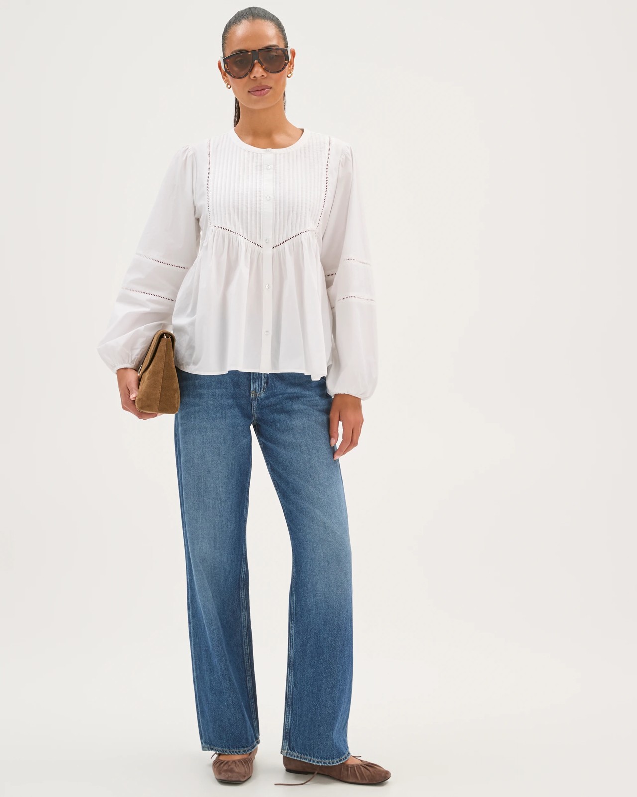 Long Sleeve Femme Detail Blouse - White 2 of 5
