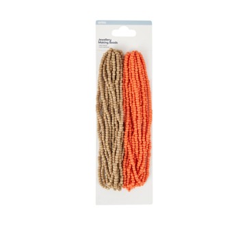 2 Pack Jewellery Making Beads, Natural and Orange - Anko