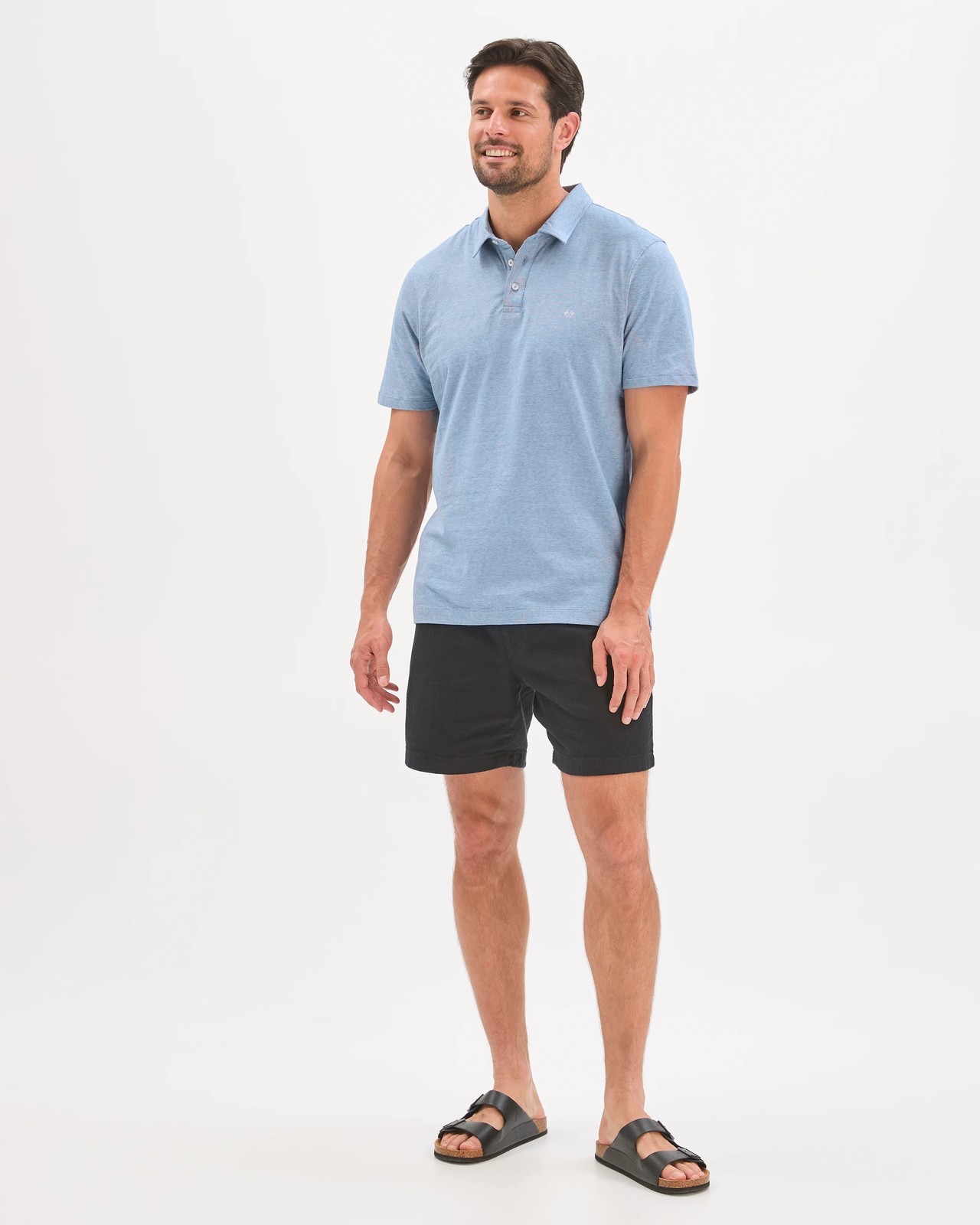 Australian Cotton Textured Jersey Polo Top - Light Blue 2 of 6