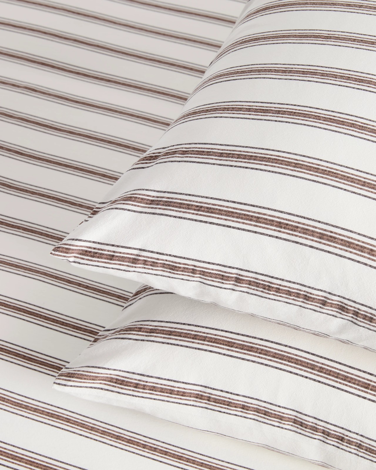 Arlo Stonewash Cotton Stripe Standard Pillowcases 2 Pack - Tiramisu 2 of 3