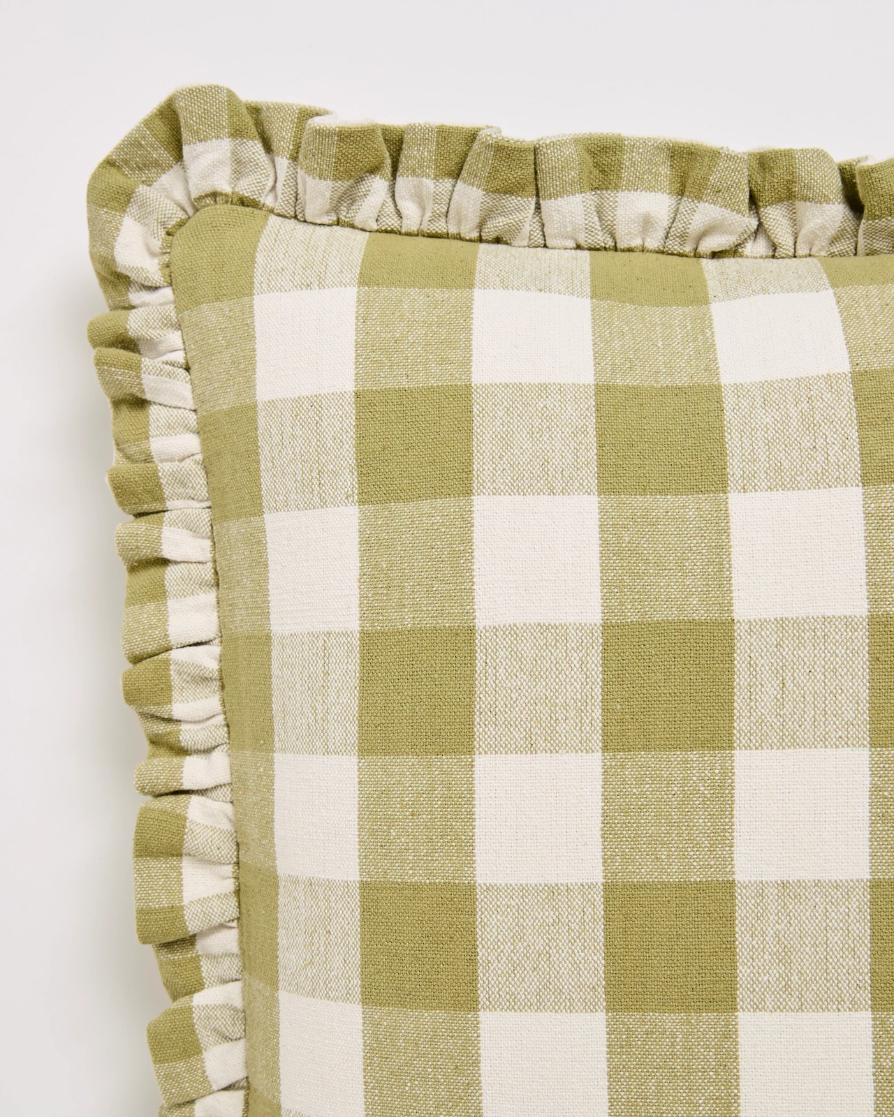 Dakota Gingham Cotton Cushion - Sage 2 of 2