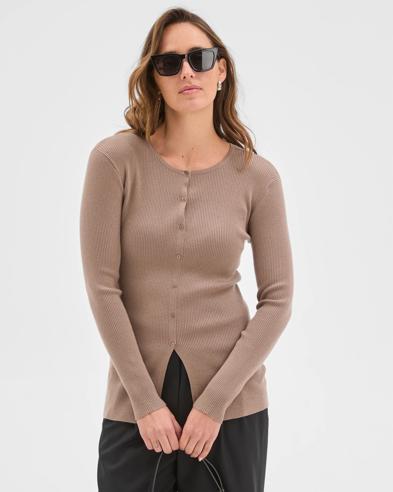 Preview Long Sleeve Button Detail Knit Top 3 of 6