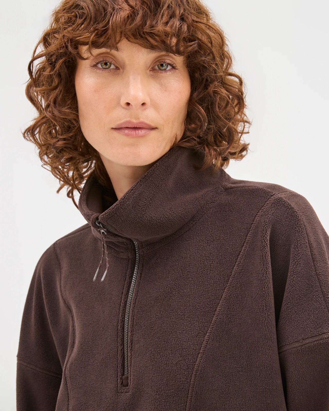 Polar Fleece 1/4 Zip Jumper - Cocoa 5 of 6