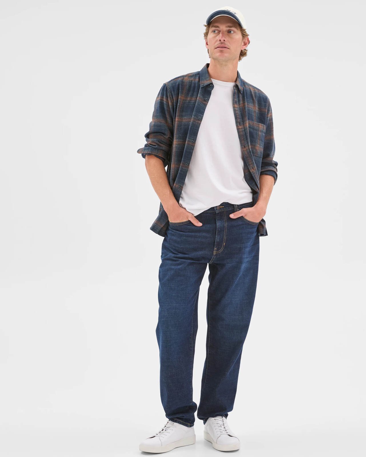 Long Sleeve Brushed Check Shirt - Navy 2 of 6