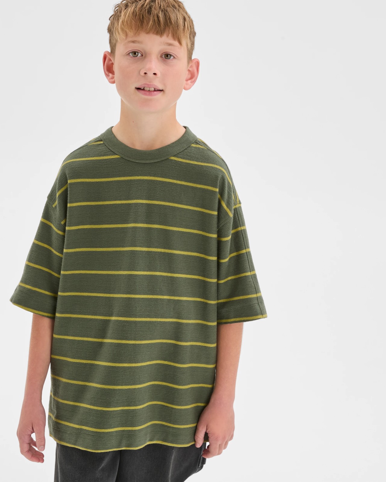 Australian Cotton Textured Oversized T-Shirt - Green 2 of 5