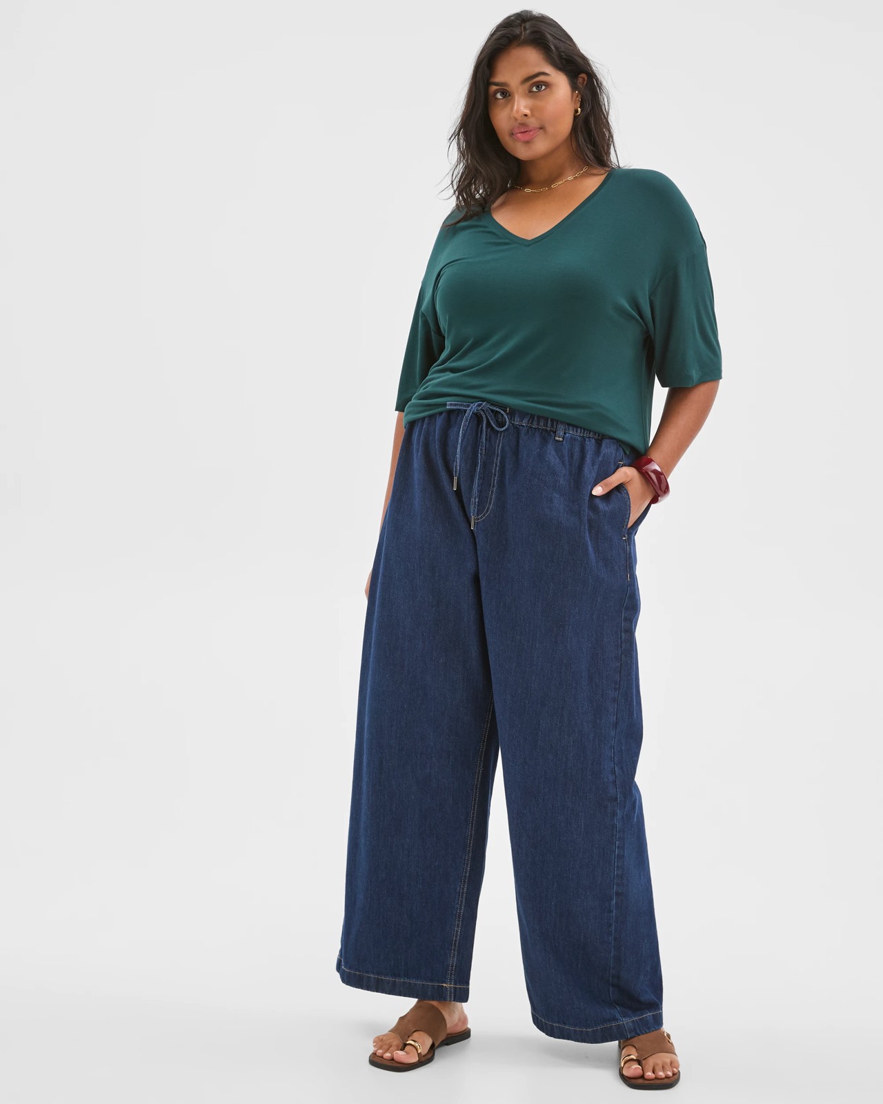 Plus Size V-Neck T-Shirt - Pine Forest 2 of 5