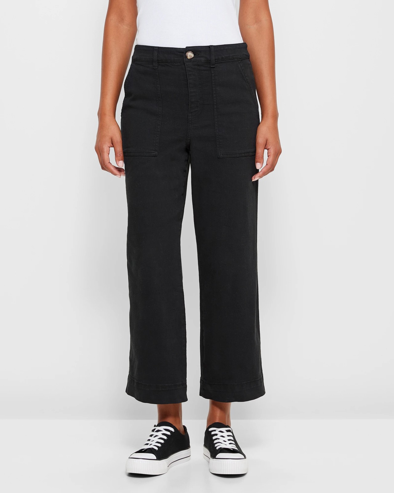 Wide-leg Twill Pants