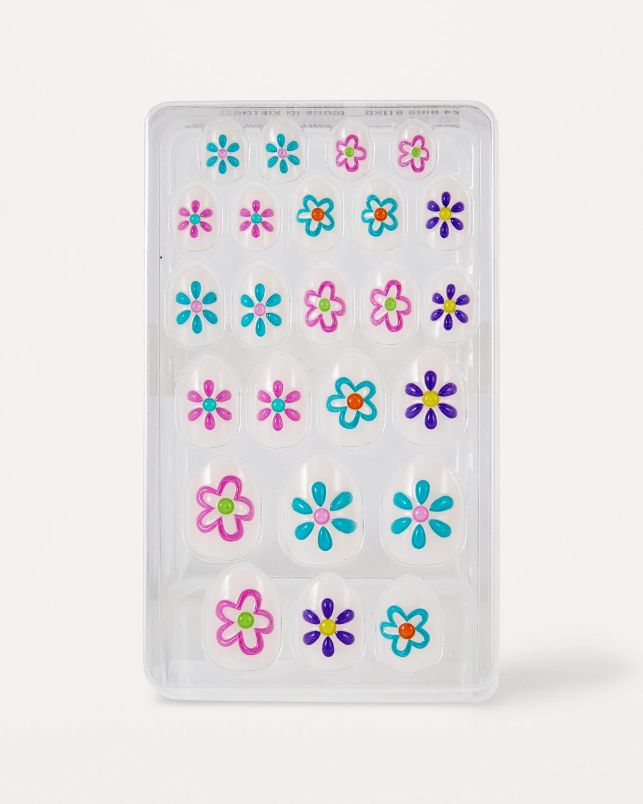 OXX Beauty 24 Pack Kids Pre-Glued Stick-On Nails, Almond Shape - Painted Flower 3 of 4