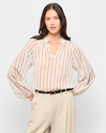Long Sleeve Tie Neck Blouse - Preview