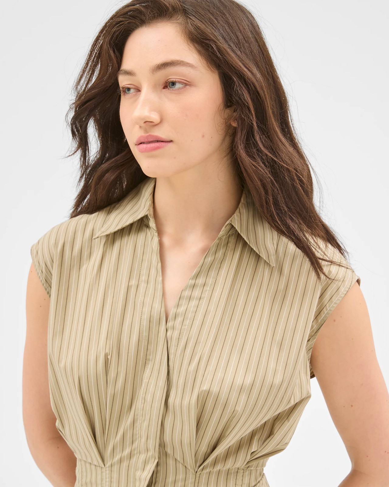 Lily Loves Australian Cotton Sleeveless Poplin Shirt - Green Stripe 3 of 6
