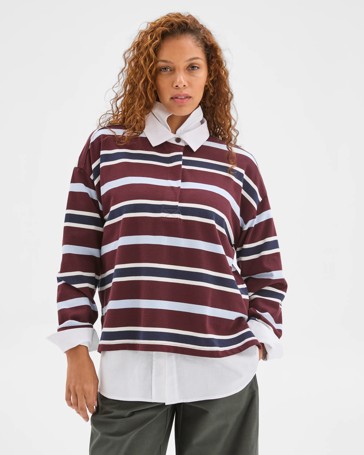 Australian Cotton Long Sleeve Rugby Polo Top