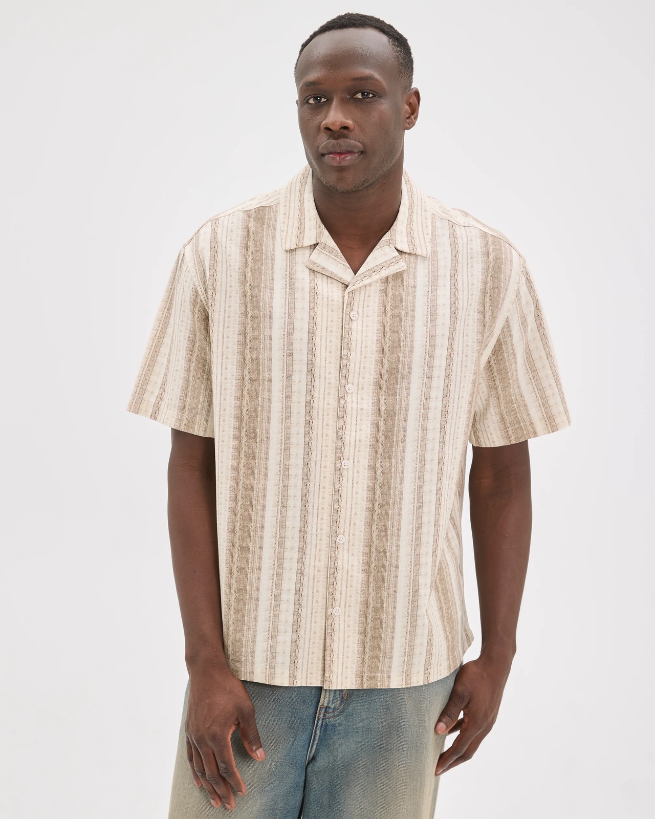 Commons Australian Cotton Resort Print Shirt - Brown / White 5 of 5