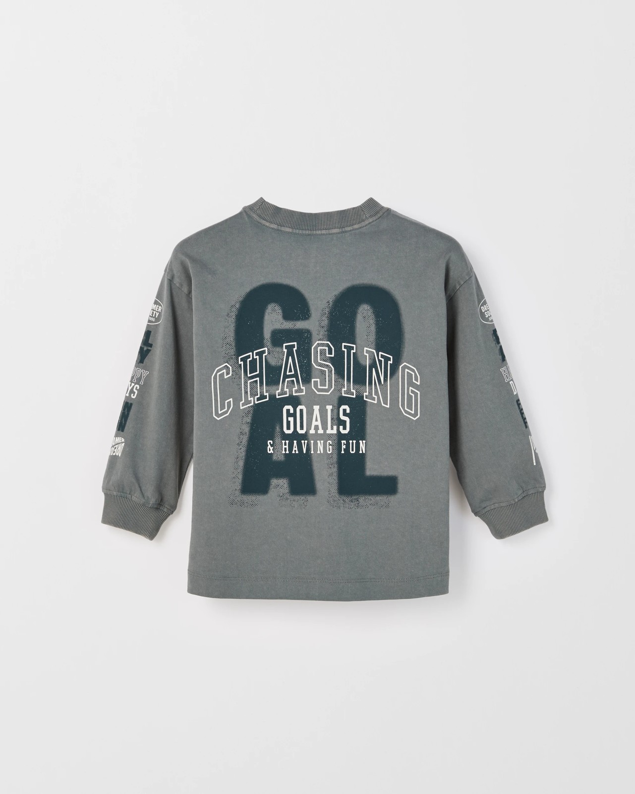 Australian Cotton Long Sleeve Washed Print T-Shirt - Sport Sedonia Sage 2 of 3