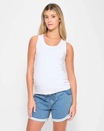 Maternity Jogger Denim Shorts
