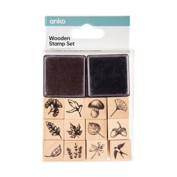 Wooden Stamp Set, Leaves - Anko