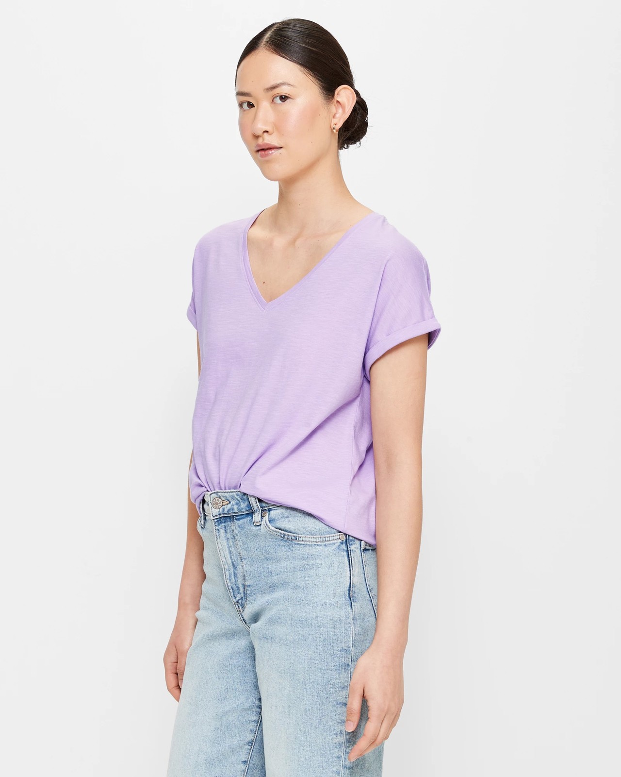 Australian Cotton Slub Slouchy V-Neck T-Shirt | Target Australia