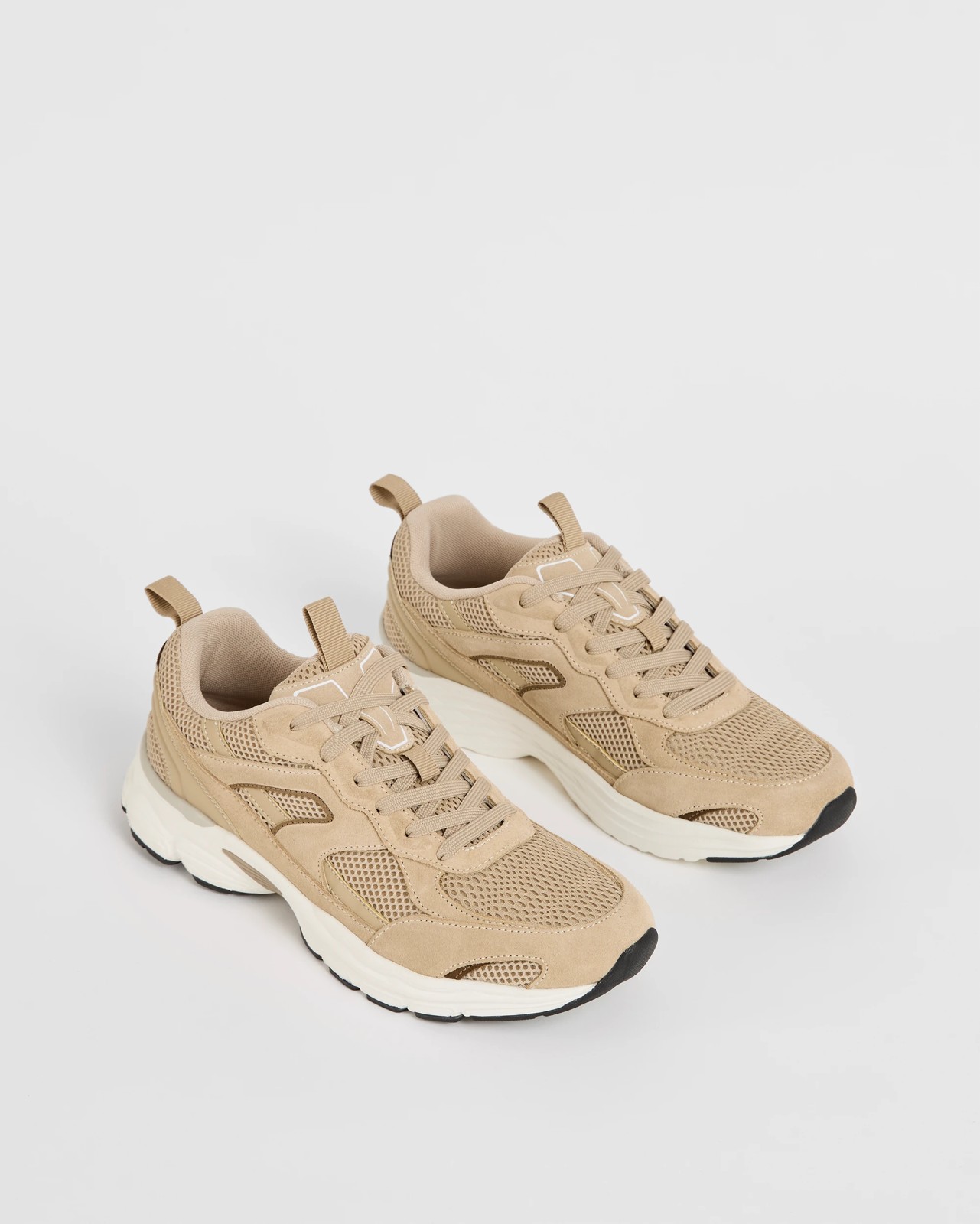 Suede and Mesh Runners - Beige 2 of 3