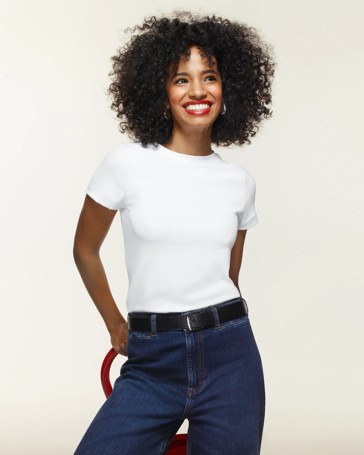 Petites Crew Neck Ribbed T-Shirt