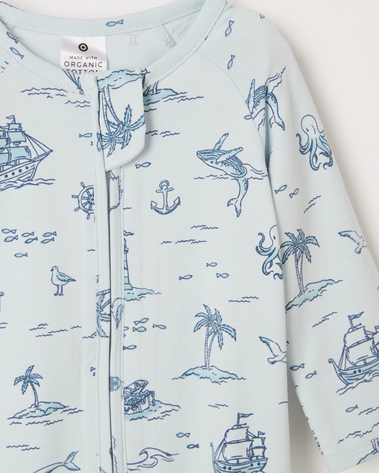 Baby Organic Cotton Zip Coverall - Nautical Blue 2 of 2