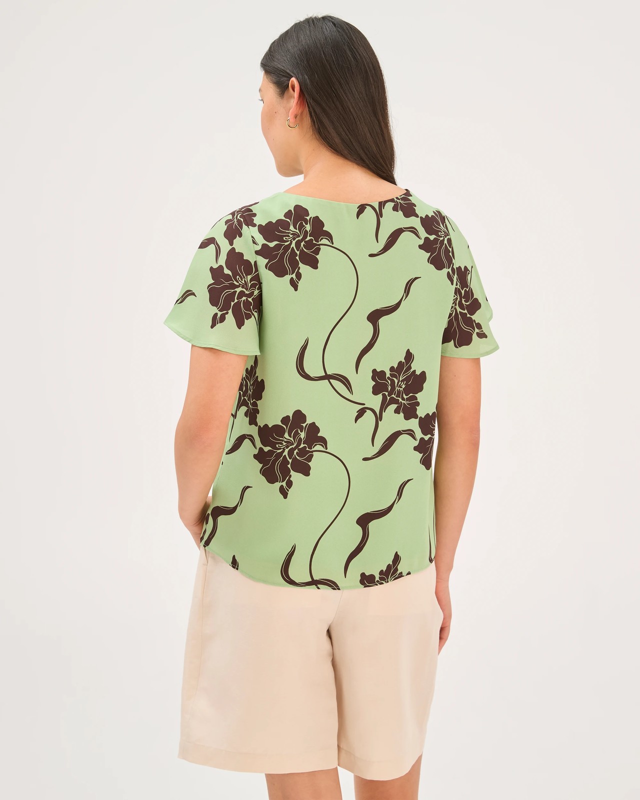 Preview Ella Crew Neck Blouse - Soft Green Floral 6 of 6