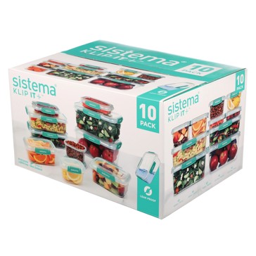 10 Pack Sistema Klip It Food Storage Container Set