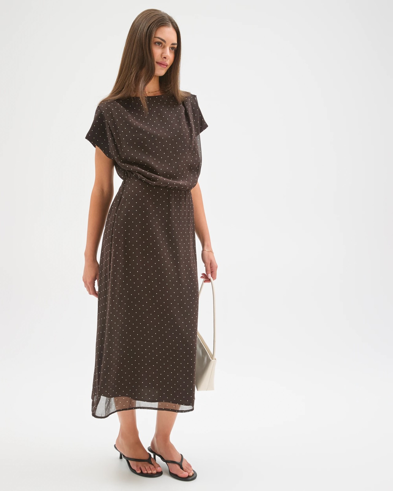 Petites Drape Front Midi Dress 4 of 5