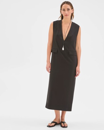 Preview Deep V-Neck Column Midi Dress