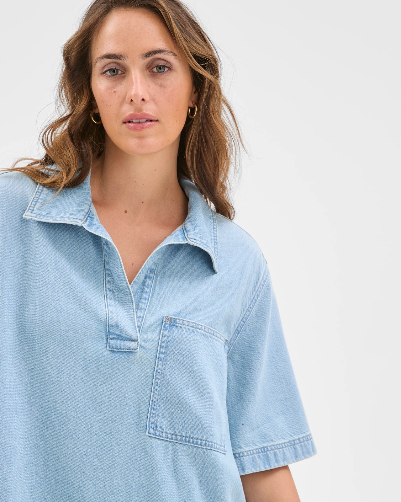 AirLoom Short Sleeve Denim Polo Shirt 4 of 5
