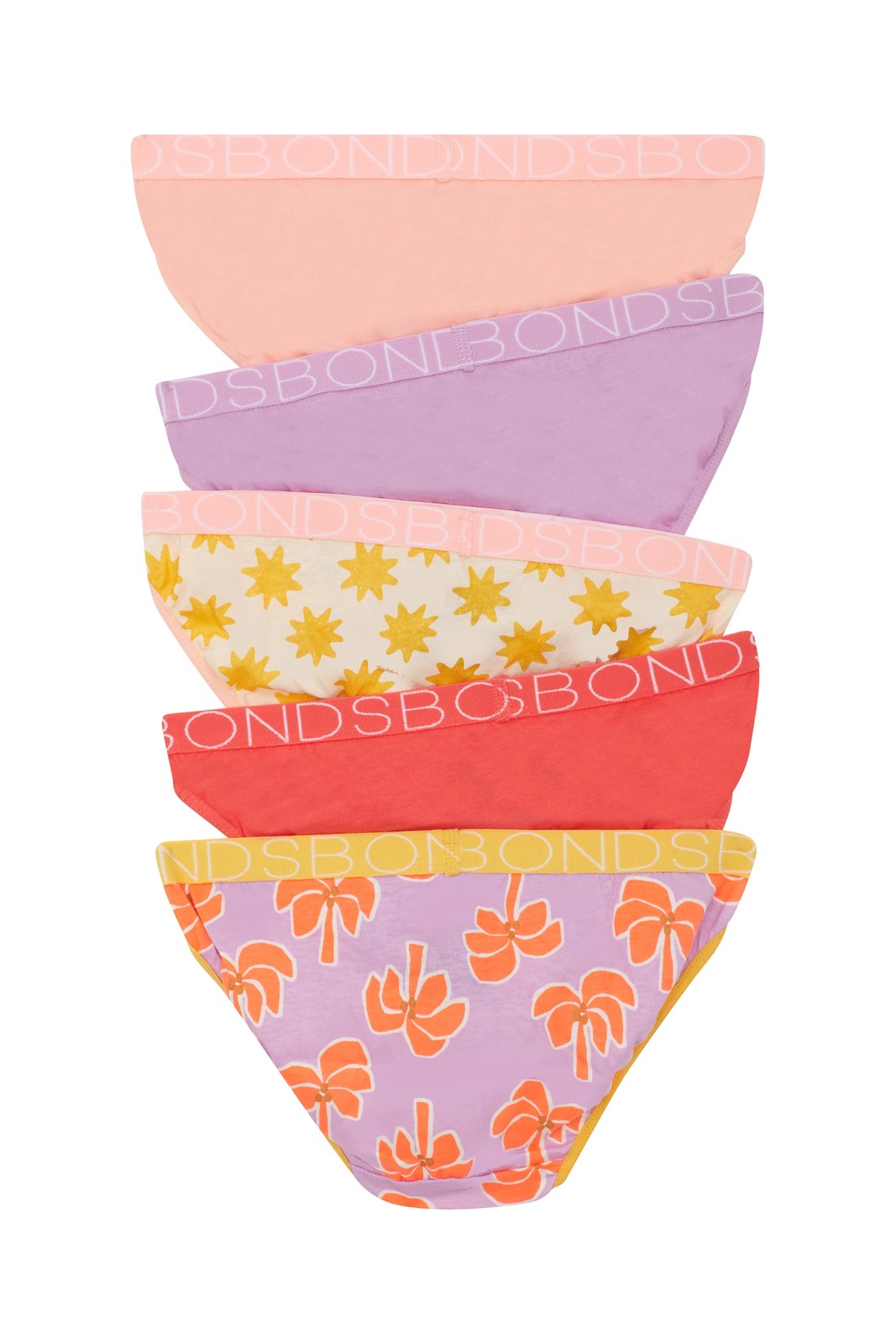 Bonds 5 Pack Girls Bikini Briefs - Breezy Palm Orange 2 of 3