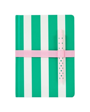 Anko A5 Journal Green Stripe with Pen 80gsm 192 Pages