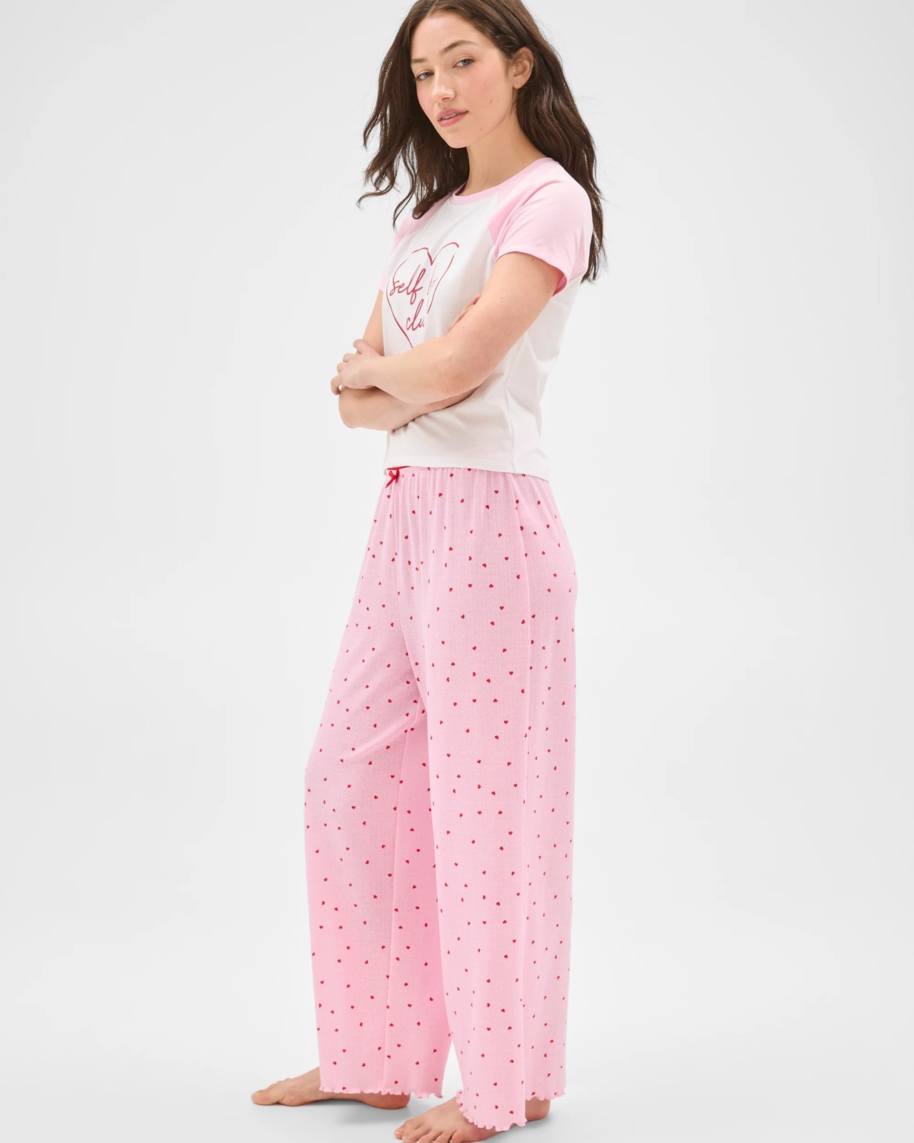 Lily Loves Pointelle Sleep Pants - Pink Heart 3 of 6