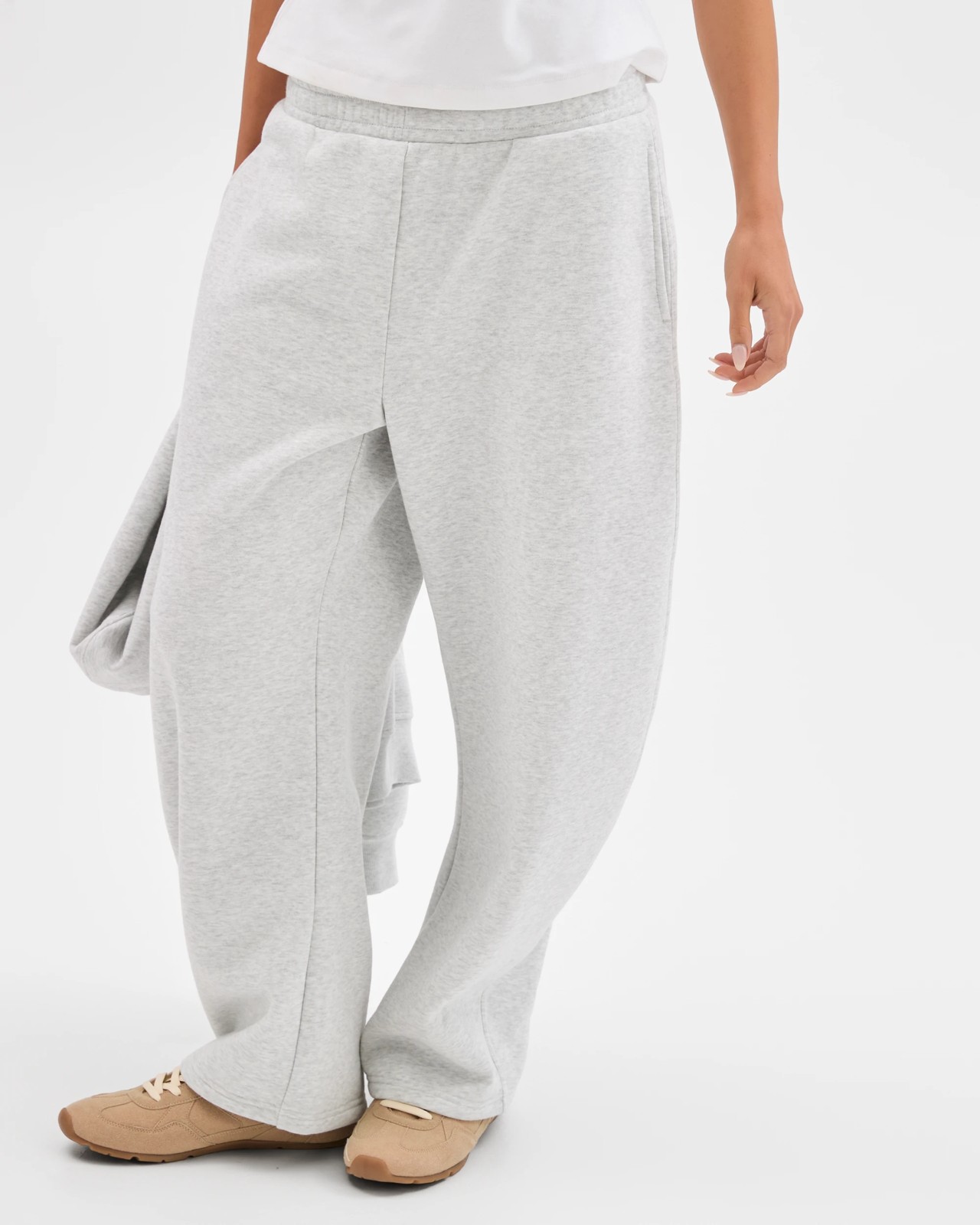 Lily Loves Australian Cotton Blend Bow Leg Trackpants - Silver Marle 3 of 5