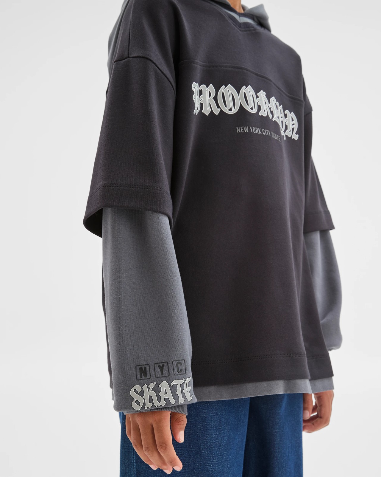 Australian Cotton Blend Long Sleeve Hooded T-Shirt - Black 3 of 6