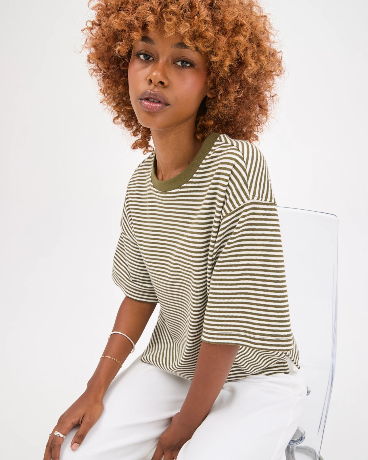 Petites Australian Cotton Heavyweight Boxy T-Shirt - Dusty Moss White 6 of 6