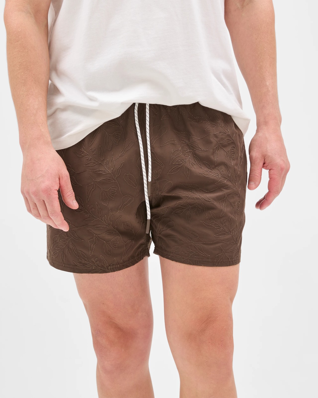 Embroidered Volley Shorts - Chocolate 5 of 6