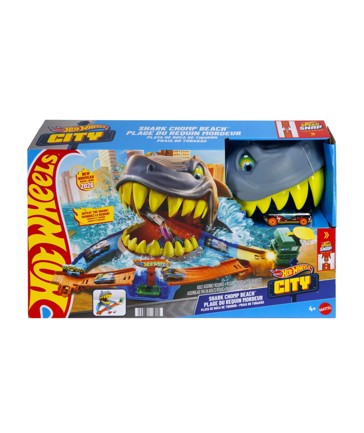 Hot Wheels City Shark Chomp Beach Playset & 1:64 Scale Die-Cast Toy Car