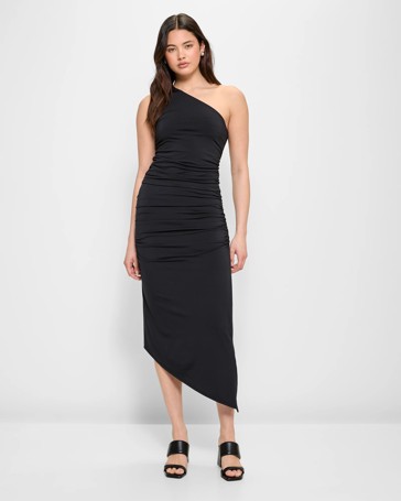 Drape Asymmetrical Midi Skirt - Lily Loves