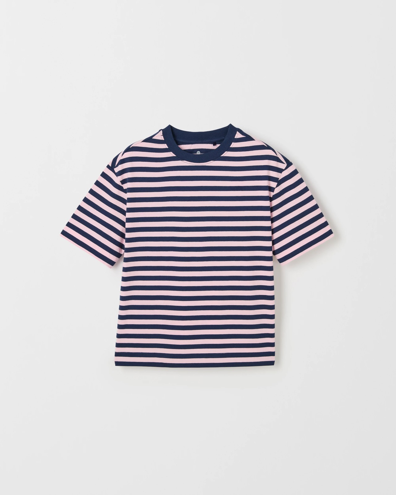 Organic Cotton Heavyweight Oversized T-Shirt - Pink / Navy 5 of 6