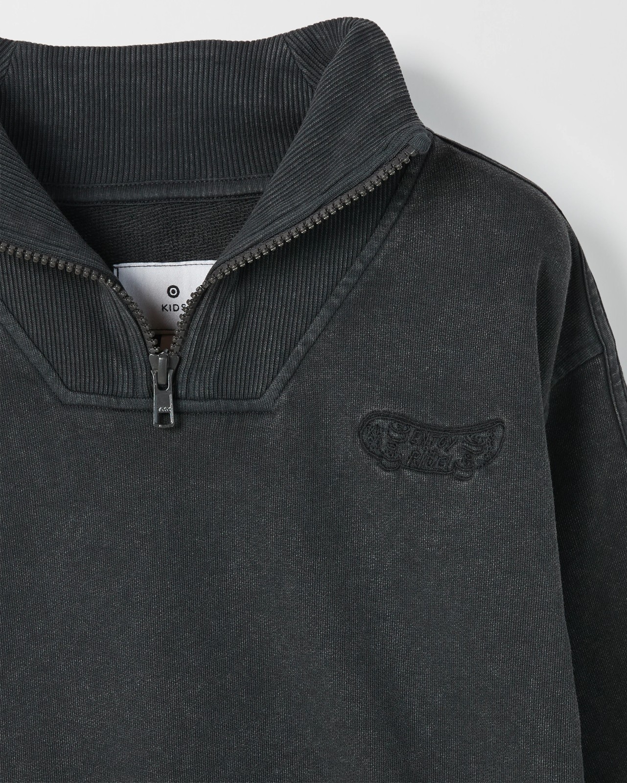 Australian Cotton 1/4 Zip Jumper & Shorts 2 Piece Set  - Washed Black 2 of 3