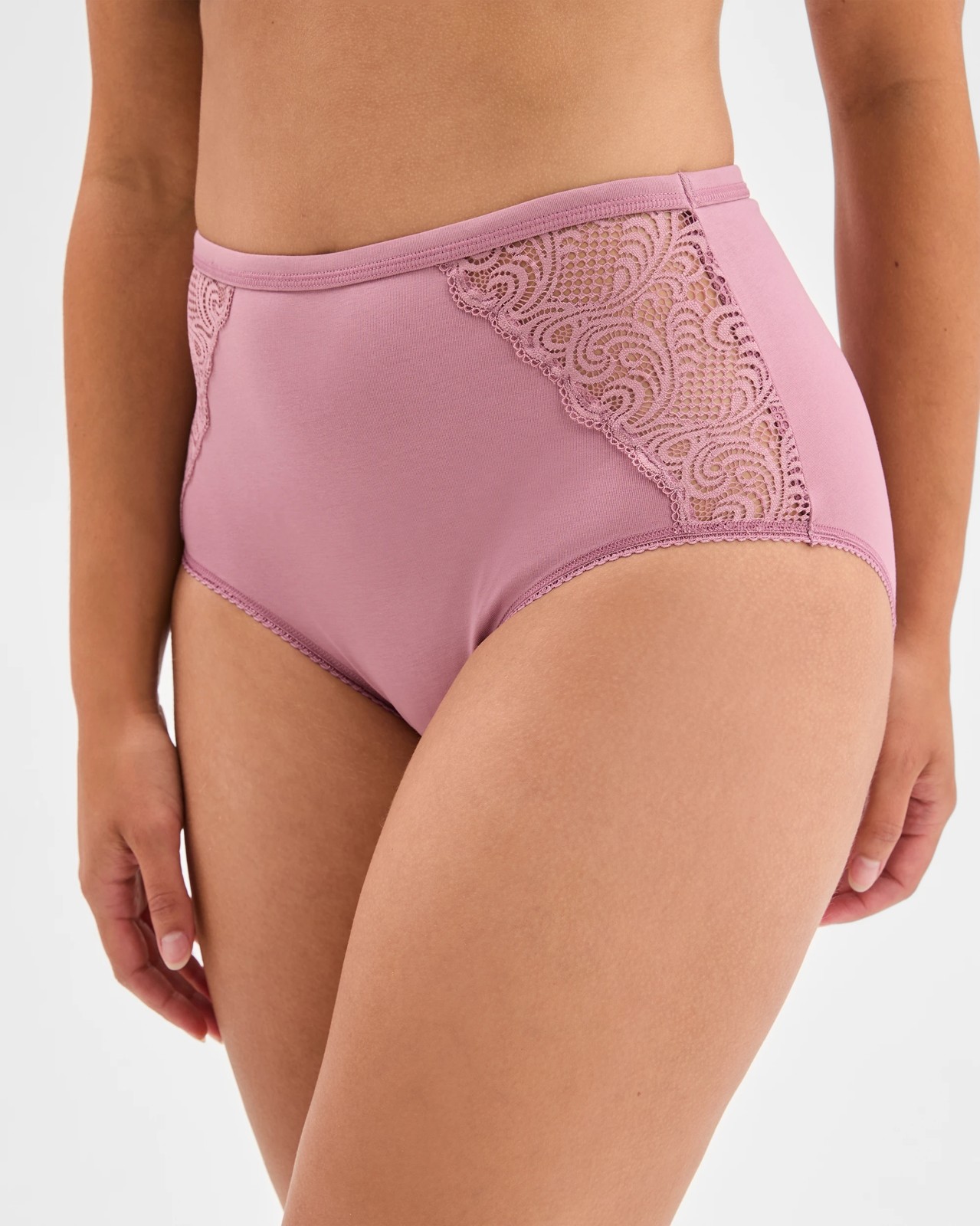 Australian Cotton and Lace 2 Pack Full Briefs - Dusty Orchid 2 of 4