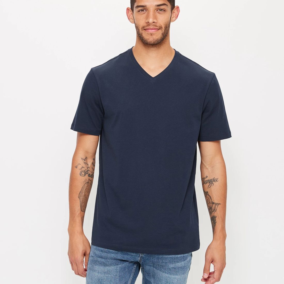 Australian Cotton V-Neck T-Shirt - Navy Blue | Target Australia