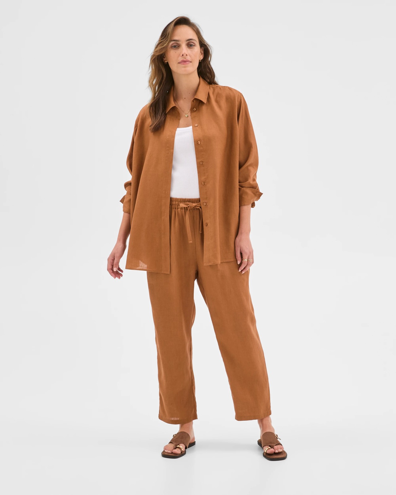 European Linen Long Sleeve Shirt - Butterscotch 2 of 6