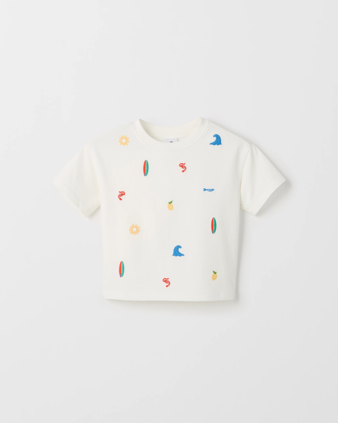Baby Organic Cotton Embroidered T-Shirt - Beach Cream 5 of 6