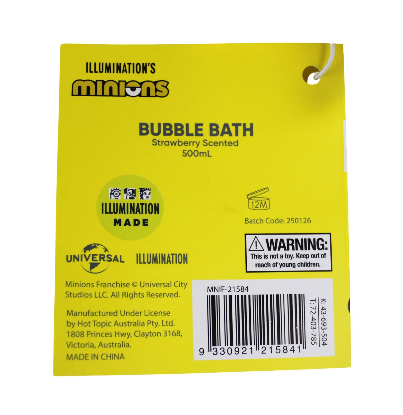 Illumination's Minions Bob & Tim Bath Bubble Bath 500ml - Strawberry Scented 4 of 4