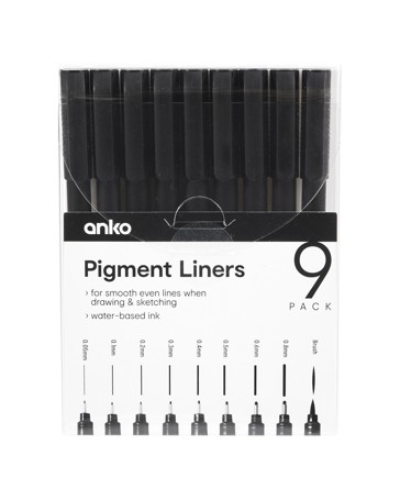 Pigment Liners, 9 Pack - Anko