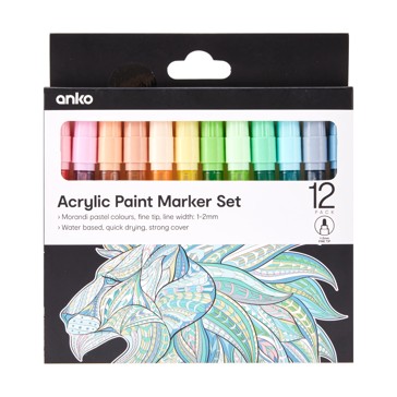 12 Pack Acrylic Paint Marker Set - Anko