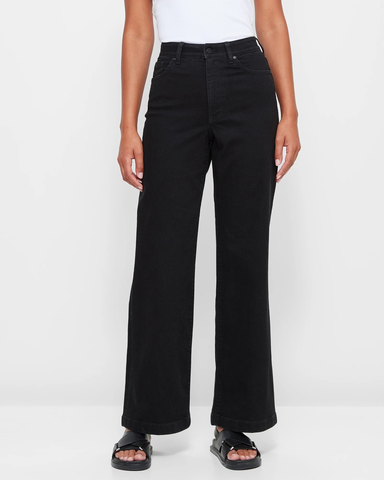 Frankie Wide Leg High Rise Full Length Denim Jeans - Black | Target ...